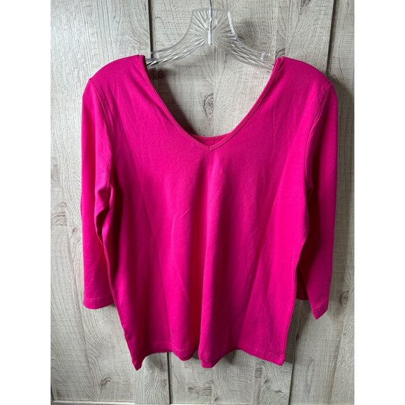 American Sweetheart V-Neck Long Sleeve Top Medium Pink Womens Shirt - Picture 2 of 7